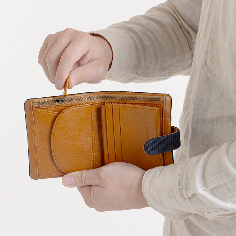 2つボタン財布(厚口6号帆布、牛革)【新色】