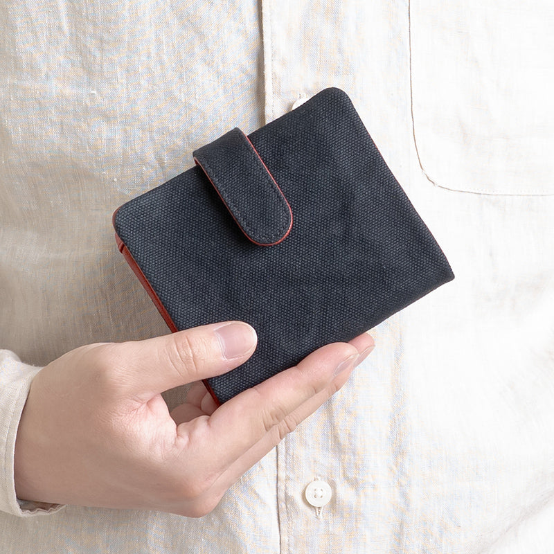 2つボタン財布(厚口6号帆布、牛革)【新色】
