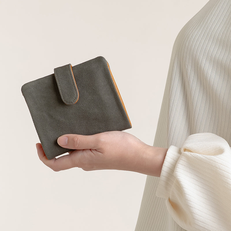 2つボタン財布(厚口6号帆布、牛革)【新色】