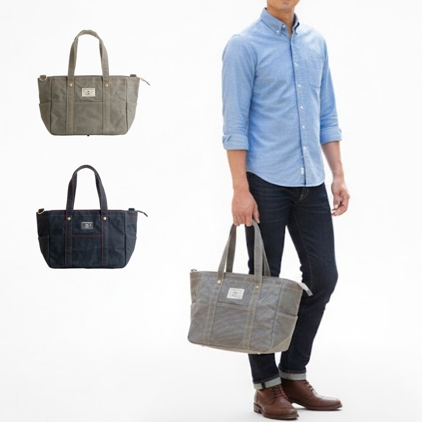 ファスナー付きステッチトートS