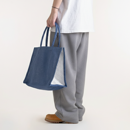 丸持ち手 コットンメッシュトート