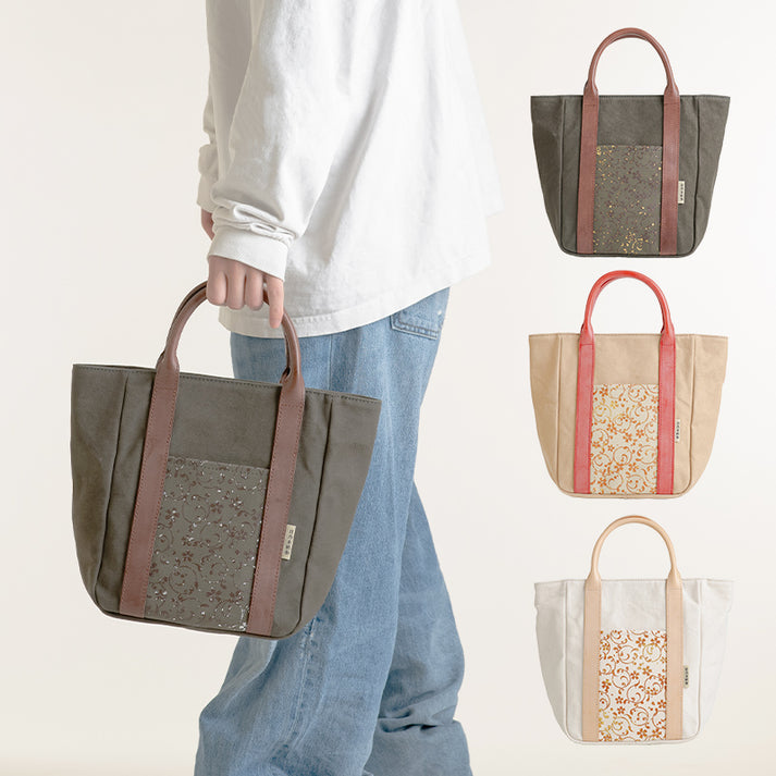 桜漆 革持ち手小トートバッグ