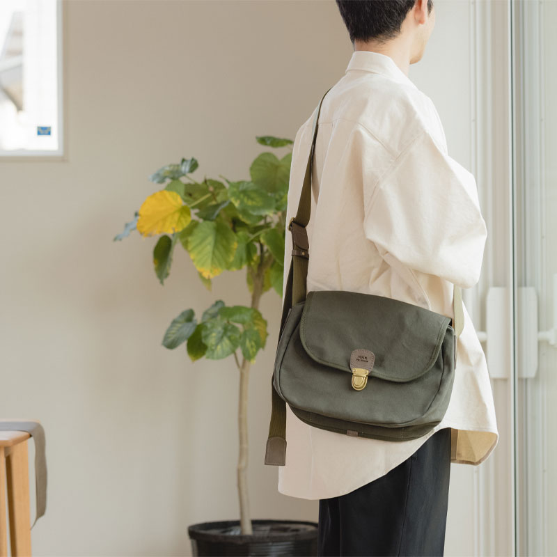 日乃本帆布 kissora 丸型ショルダーバッグ オリーブ 定価13,750円 kissoraコラボ 丸型ショルダー – 日乃本帆布
