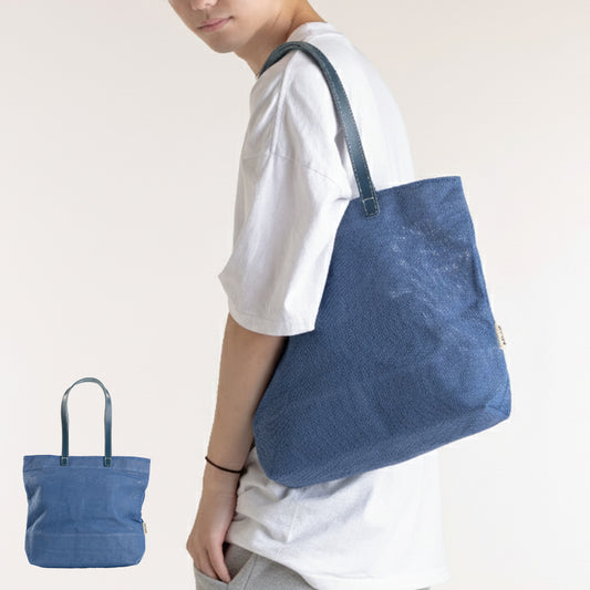 革持ち手 コットンメッシュトート
